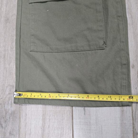 Forever 21 Womens Olive Cargo Pants Y2k Wide Leg Utility Multi Pocket Cotton S - Picture 13 of 13